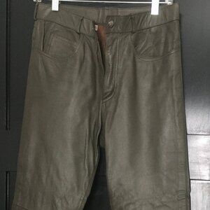 Cafro Genuine 100% Leather Dark Army Green Pants